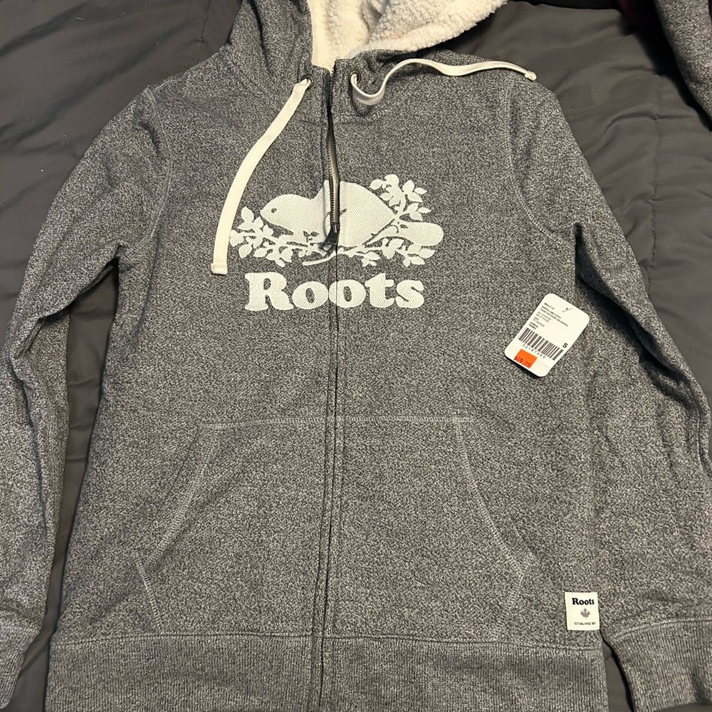 Roots Heather Gray Sherpa-Lined Hoodie